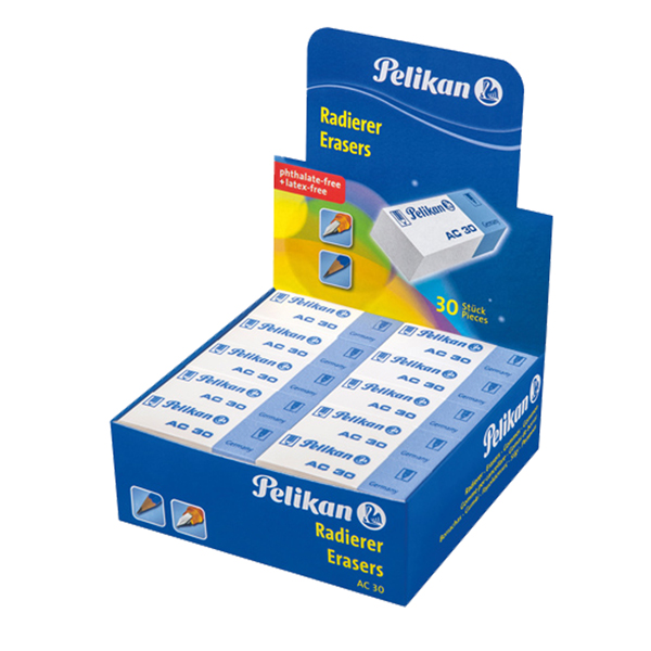  Gomma AC30 - bianca e blu - Pelikan - conf. 30 pezzi 