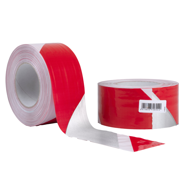  Nastro segnaletico SIGNAL - 70 mm x 100 m - bianco/rosso riflettente - Geko 