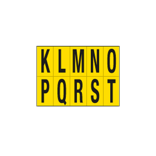  Lettere adesive da K a T - in PVC - 70 x 124 mm - 10 et/fg - 1 foglio - nero/giallo 