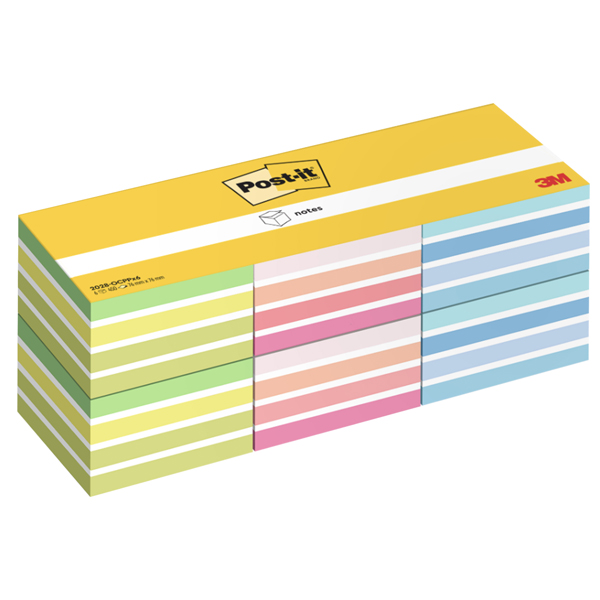  Blocco foglietti Post-it Cubo - 2028-0CPPX6 - 76 x 76 mm - colori assortiti neon/pastel - 450 fogli - Post-it - conf. 6 blocchi 