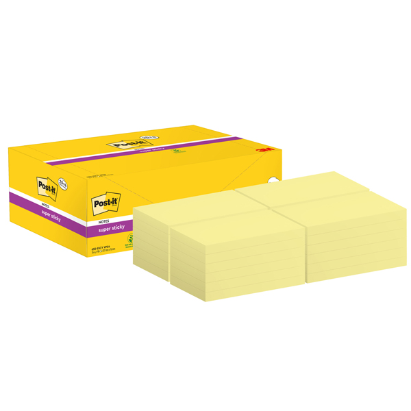  Blocco foglietti Post-it Super Sticky - 655-SSCY-VP24 - 76 x 127 mm - giallo Canary - 90 fogli - Post-it - conf. 24 blocchi 