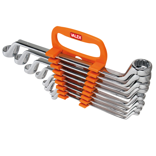  Chiavi poligonale - doppie curvate - misure assortite - CRV - Valex - conf. 8 pezzi 
