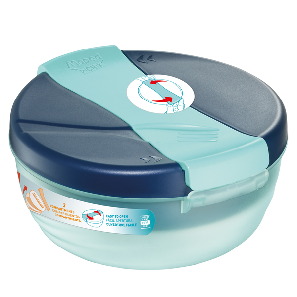  Lunch Bowl Origins - 3 scompartimenti - 19,5 x 18,5 x 9,2 cm - 1,4 L - blu - Maped 