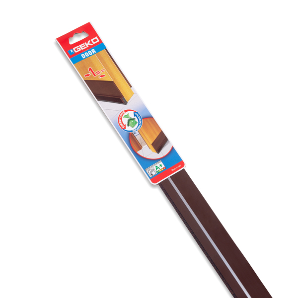  Paraspifferi per porte DOOR - con spazzola fissa e feltro - 100 cm - pvc flessibile - marrone - Geko 