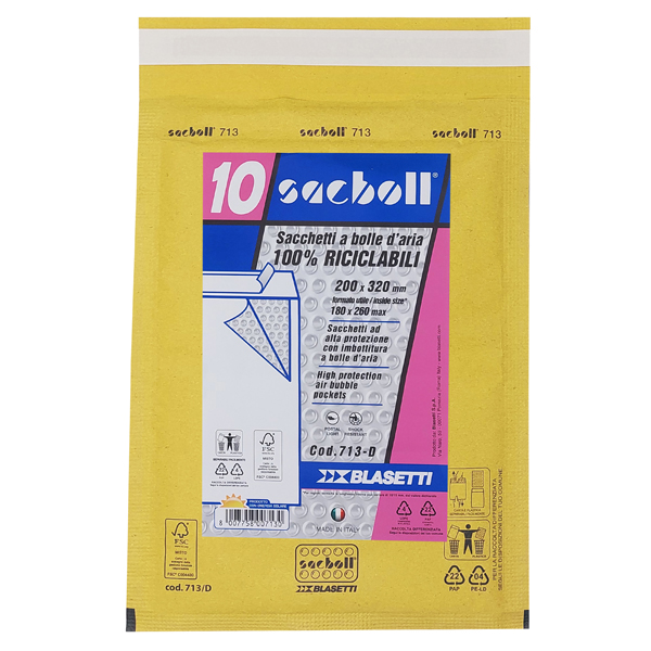  Busta imbottita Sacboll - D (20 x 32 cm) - carta - avana - Blasetti - conf. 10 pezzi 