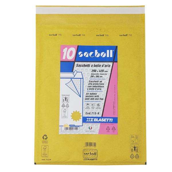  Busta imbottita Sacboll - H (29 x 42 cm) - carta - avana - Blasetti - conf. 10 pezzi 