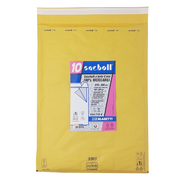  Busta imbottita Sacboll - K (37 x 55 cm) - carta - avana - Blasetti - conf. 10 pezzi 