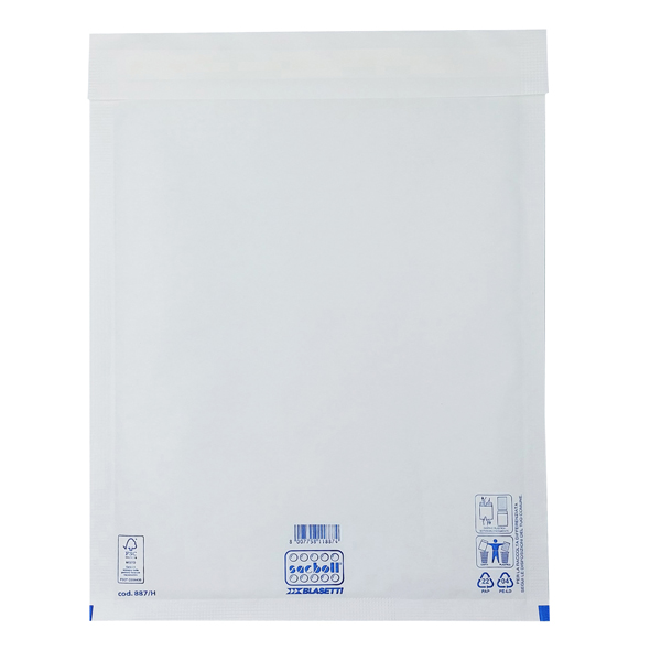  Busta imbottita Sacboll - H (29 x 42 cm) - carta - bianco - Blasetti - conf. 10 pezzi 
