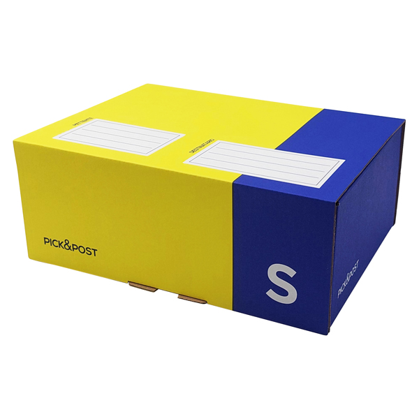  Scatola automontante per ecommerce PICK&amp;Post - S - 26 x 19 x 10 cm - giallo/blu - Blasetti 