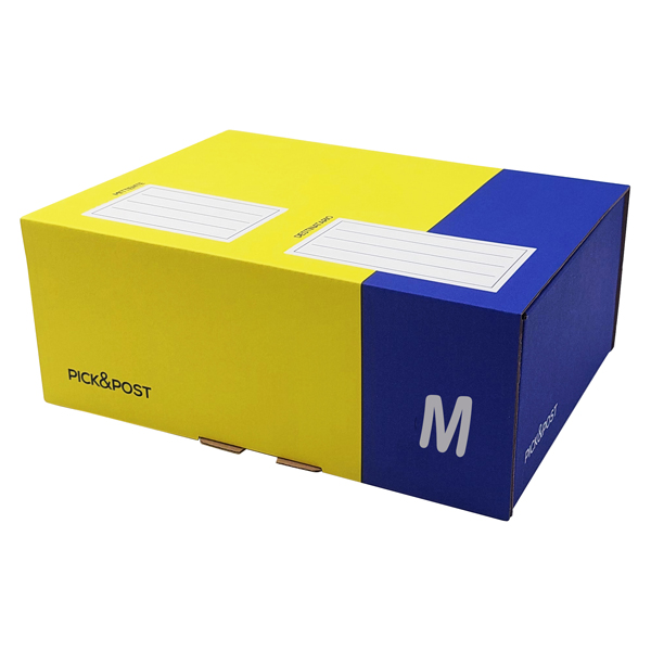  Scatola automontante per ecommerce PICK&amp;Post - M - 36 x 24 x 12 cm - giallo/blu - Blasetti 
