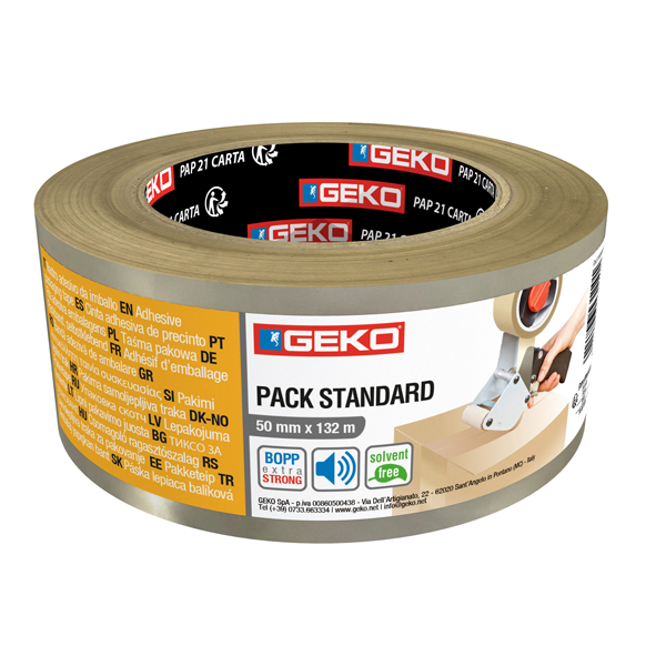  Nastro adesivo - 5 cm x 132 m - PLP - trasparente - Geko 