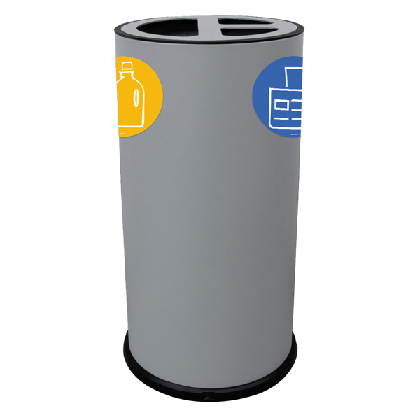  Contenitore tondo per raccolta differenziata - 3 scomparti - 70 L - grigio - Stilcasa 
