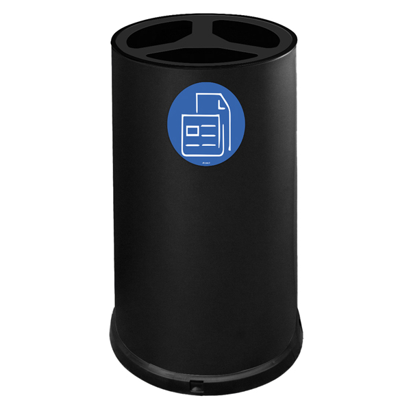  Contenitore tondo per raccolta differenziata - 3 scomparti - 100 L - nero - Stilcasa 