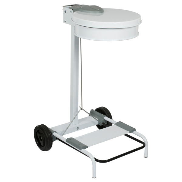  Carrello portasacco - 54,6x60xH94cm - con ruote - 110L - acciaio - bianco - Stilcasa 