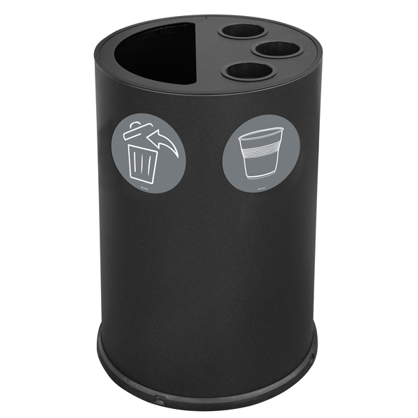  Contenitore tondo per raccolta differenziata - con divisiorio bicchieri - 50 L - nero - Stilcasa 