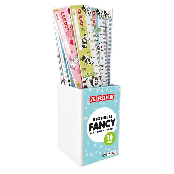  Righelli Fancy - 16 cm - fantasie assortite - Arda - barattolo 24 pezzi 