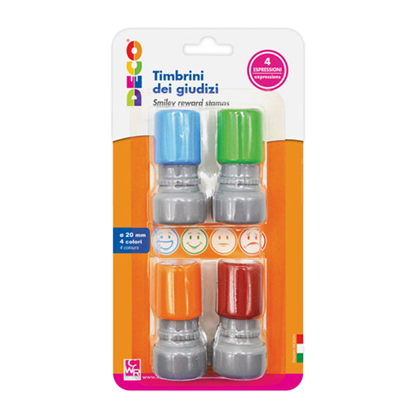  Timbrini dei giudizi - preinchiostrati - diametro 10 mm - DECO - conf. 4 pezzi 