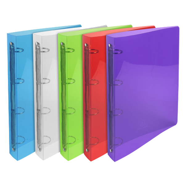  Raccoglitore rigato Crystal Colours - A4 Maxi - 4 anelli tondi 30 mm - dorso 4 cm - PP - colori assortiti - Exacompta 