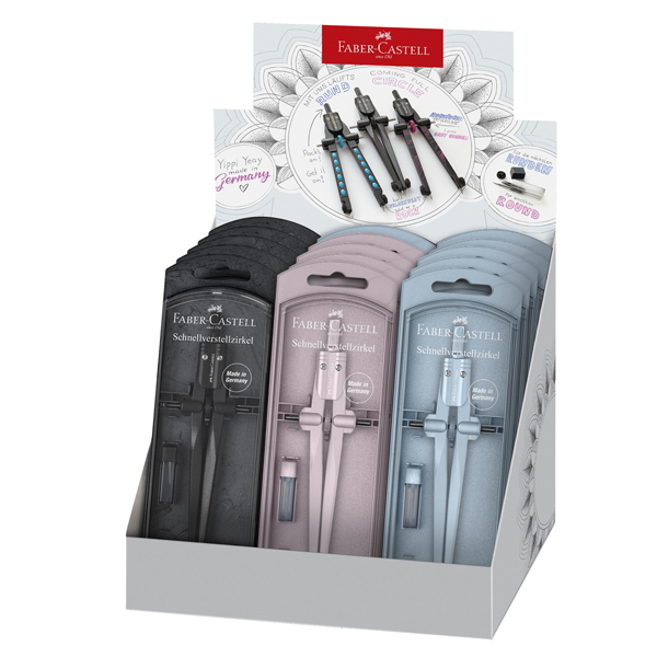  Compasso Quick Stream - colori assortiti - Faber Castell - expo 15 pezzi 
