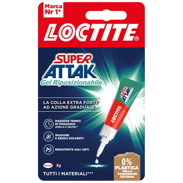  Super Attak Gel Riposizionabile - 3 gr - trasparente - Loctite 