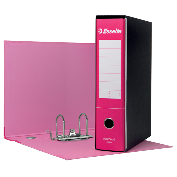  Registratore Essentials G75 - dorso 8 cm - protocollo 23 x 33 cm - fucsia - Esselte 