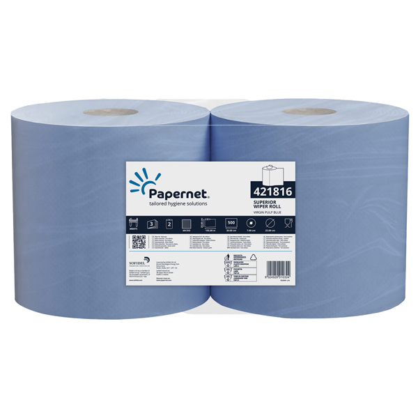  Bobina asciugatutto Superior - 3 veli - 19 gr - diametro 30 cm - 21,5 cm x 190 m - blu - Papernet 