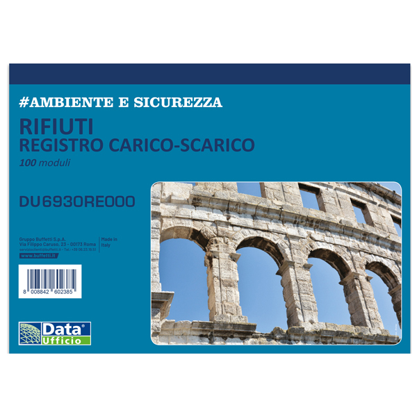  Registro carico/scarico rifiuti - 100 copie - 29,7 x 21,5 cm - DU6930RE000 RENTRI - Data Ufficio 