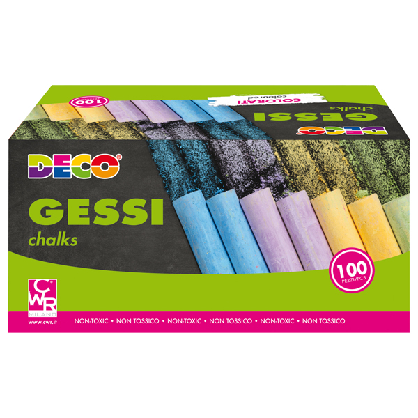  Gessetti tondi - ø 10 x 81 mm - colori assortiti - Deco - Scatola 100 gessetti tondi 