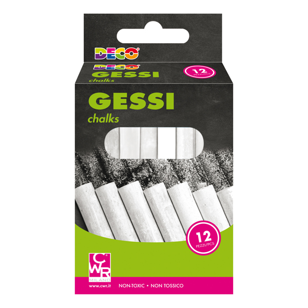  Gessetti tondi - ø 10 x 81 mm - bianco - Deco - Scatola 12 gessetti tondi 