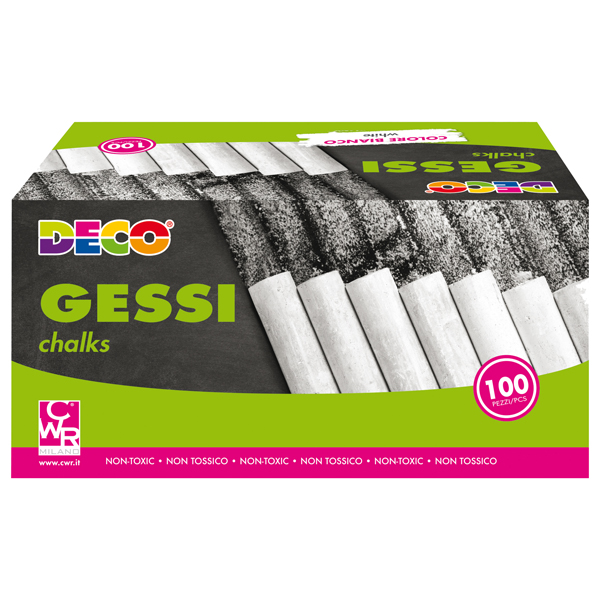  Gessetti tondi - ø 10 x 81 mm - bianco - Deco - Scatola 100 gessetti tondi 