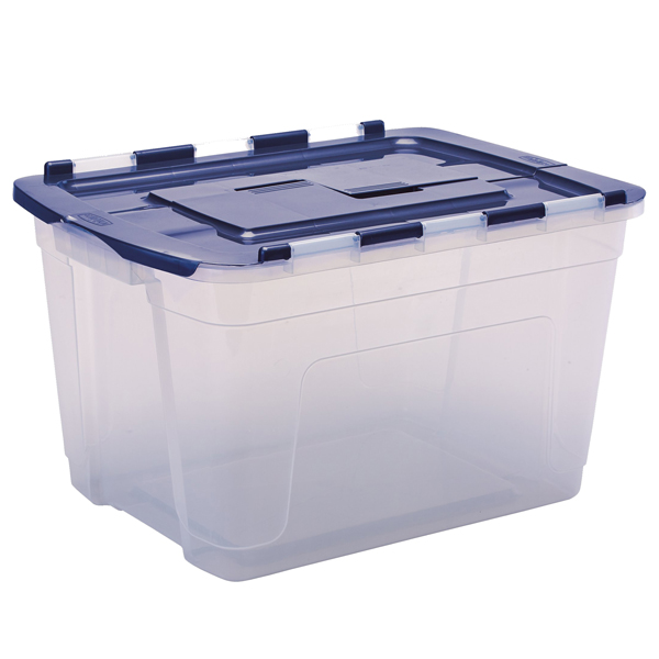  Contenitore multiuso Bankers Box - 43 x 59 x 35 cm - 55 L - PP - con coperchio a cerniera blu - trasparente - Fellowes 