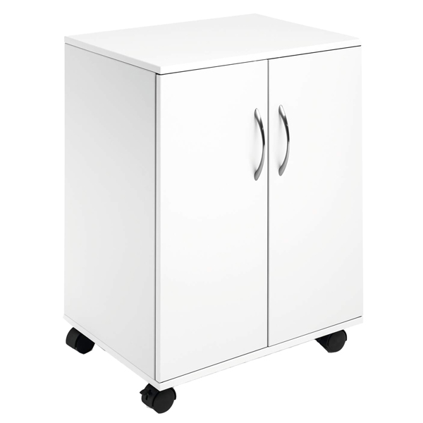  Mobiletto Multifunzione 74/53 - con ante alte e ruote - 4 ripiani - 52,8 x 40 x 73,7 cm - bianco - Durable 