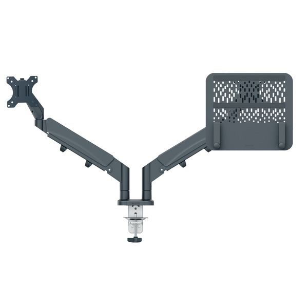  Braccio salvaspazio - per 2 monitor &amp; laptop - grigio scuro - Leitz 