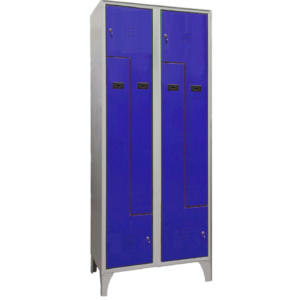  Armadio spogliatoio in metallo salvaspazio - a 4 ante a L - 80 x 50 x 195 cm - grigio/blu - Fasma 