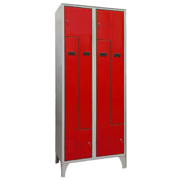 Armadio spogliatoio in metallo salvaspazio - a 2 ante a L - 80 x 50 x 195 cm - grigio/rosso - Fasma 