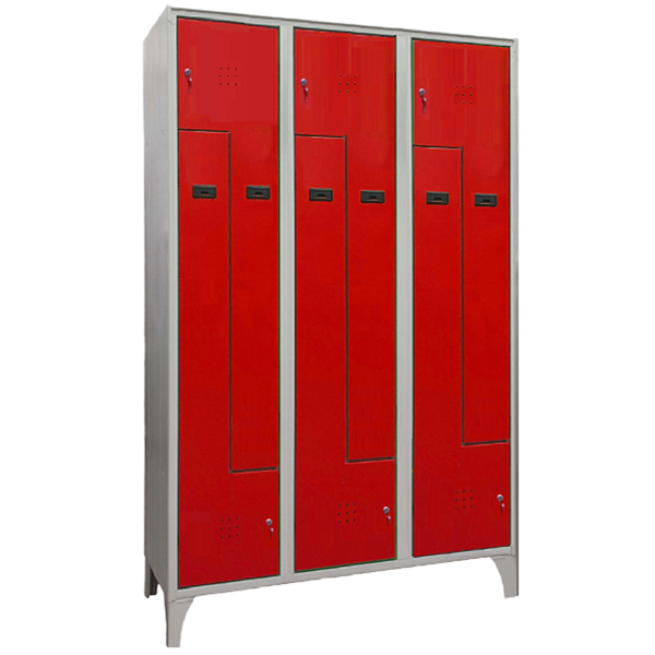  Armadio spogliatoio in metallo salvaspazio - a 6 ante a L - 120 x 50 x 195 cm - grigio/rosso - Fasma 
