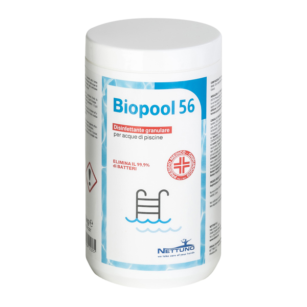  Disinfettante granulare per acque di piscine Biopool 56 in barattolo - 1 Kg - Nettuno 