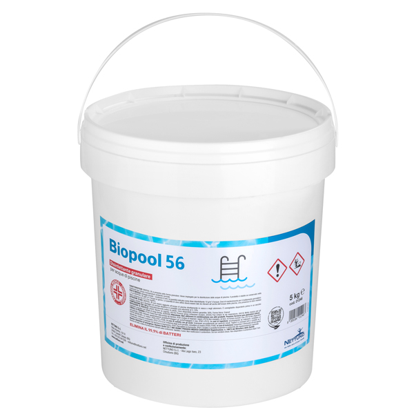  Disinfettante granulare per acque di piscine Biopool 56 in secchio - 5 Kg - Nettuno 