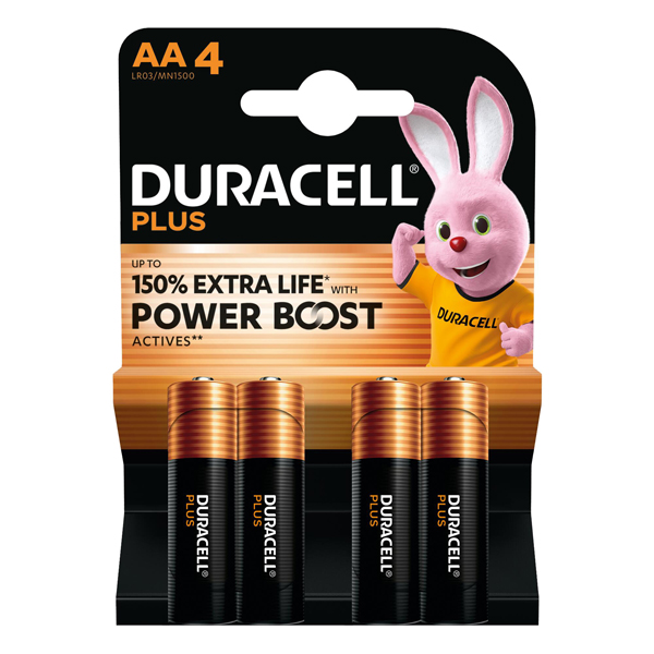  Pila stilo AA - 1,5V - Plus Powerboost - MN1500 - Duracell - blister 4 pezzi 