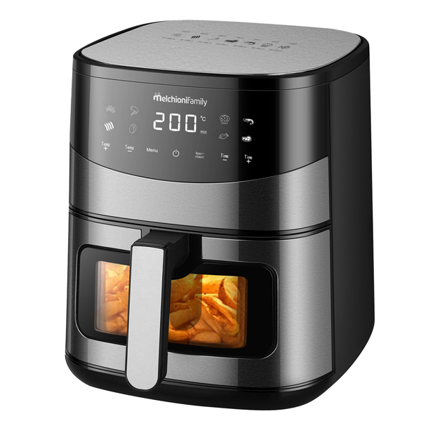  Friggitrice ad aria Arianna - doppia resistenza - 39 x 33,5 x 39,5 cm - 6,5 L - nero - Melchioni family 