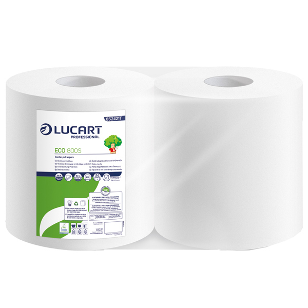  Bobina asciugatutto Eco 800S - 2 veli - 18,5 gr - diametro 26 cm - H 21,5 cm x 192 m - microgoffrata - Lucart 
