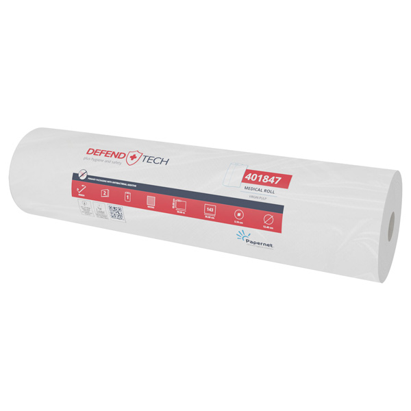  Lenzuolino Medico Defend Tech - in rotolo - 2 veli - 59 cm x 50 m - bianco - Papernet 