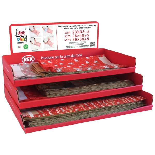  Sacchetto regalo - fantasia Natale assortite - c/patella adesiva - Rex Sadoch - expo 150 pezzi 