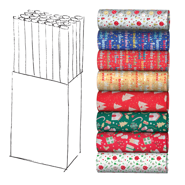  Rotolo carta regalo riciclata fantasie natale - 70cmx200m - fantasie assortite - Rex Sadoch 