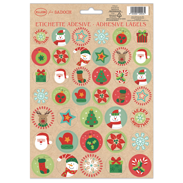  Stickers adesivi fustellati - motivi natale - colori assortiti - Rex Sadoch 
