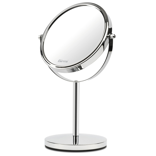  Specchio per trucco - con ingrandimento x3 - diametro specchio 15,5 cm - altezza 32 cm - grigio - Girmi 