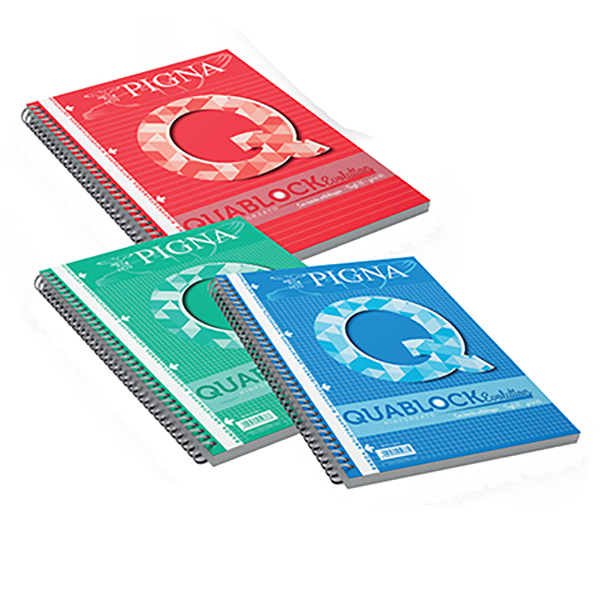  Blocco Quablock Evolution - spiralato - 22x29,5cm - 1 rigo - 50 fogli - 80gr - 4 fori - microperforato - Pigna 
