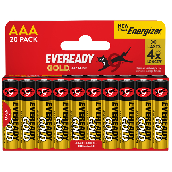  Pila ministilo AAA - 1,5V - Eveready Gold - alcalina - Energizer - blister 20 pezzi 
