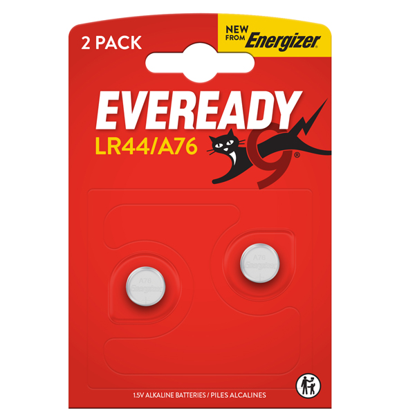  Micropila Eveready LR44/A76 - 1,5V - a pastiglia - litio - Energizer - blister 2 pezzi 