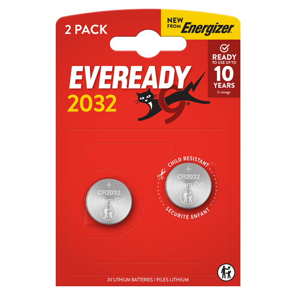  Micropila Eveready Lithium CR2032 - 3V - a pastiglia - litio - Energizer - blister 2 pezzi 